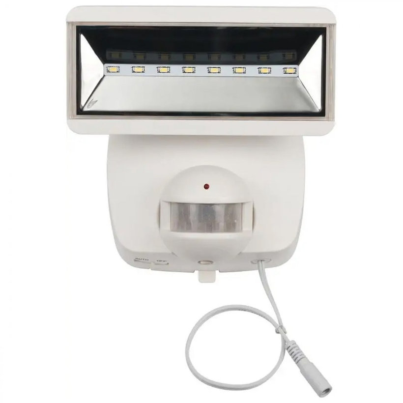 Solárny LED reflektor s pohybovým PIR detektorom biely