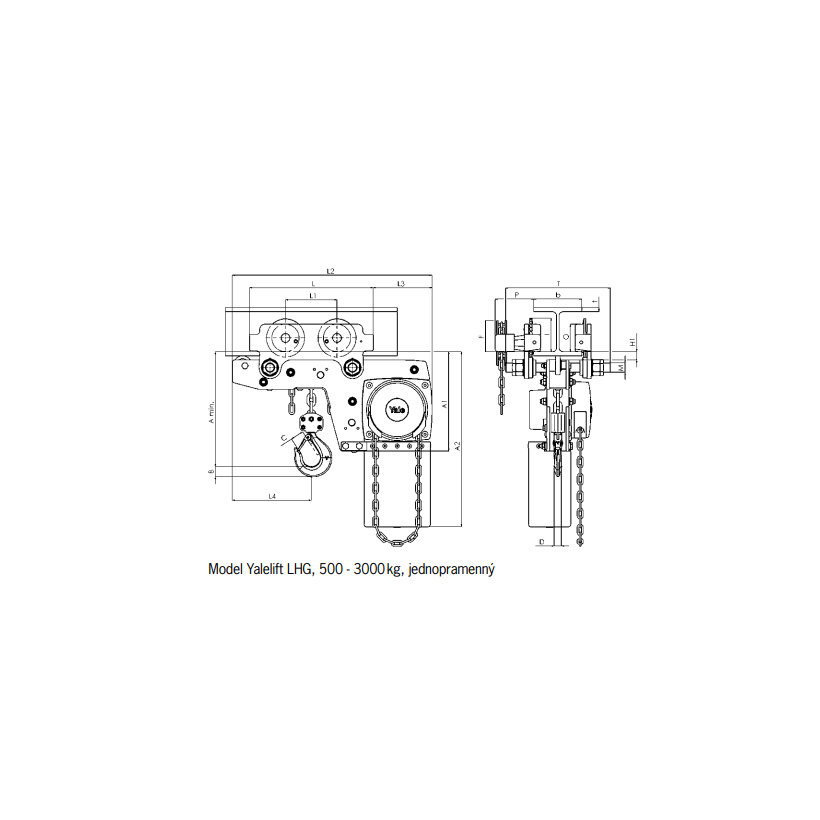 Ručný reťazový kladkostroj Yalelift LHG - vozík A 1000kg