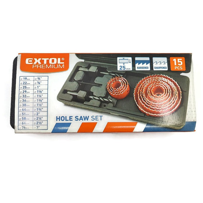 Vrtáky vykružovacie korunkové 15-dielna sada