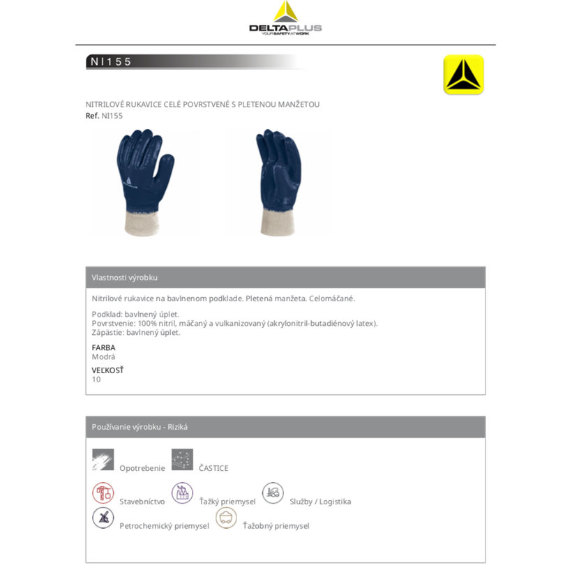 Pracovné rukavice NI155 10