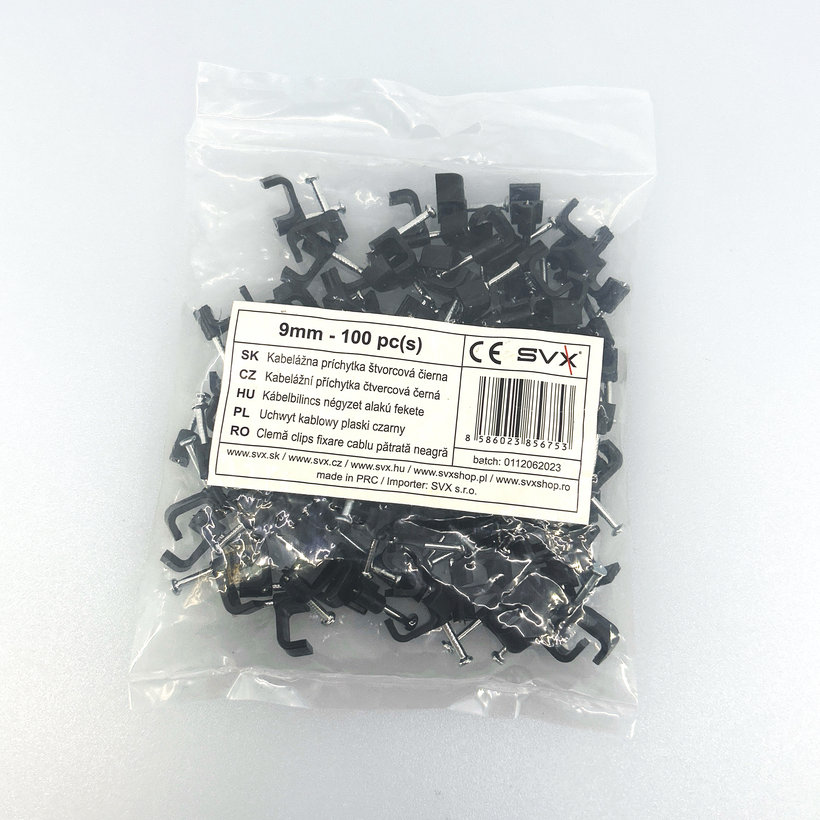 Kabelážna príchytka štvorcová čierna 10mm