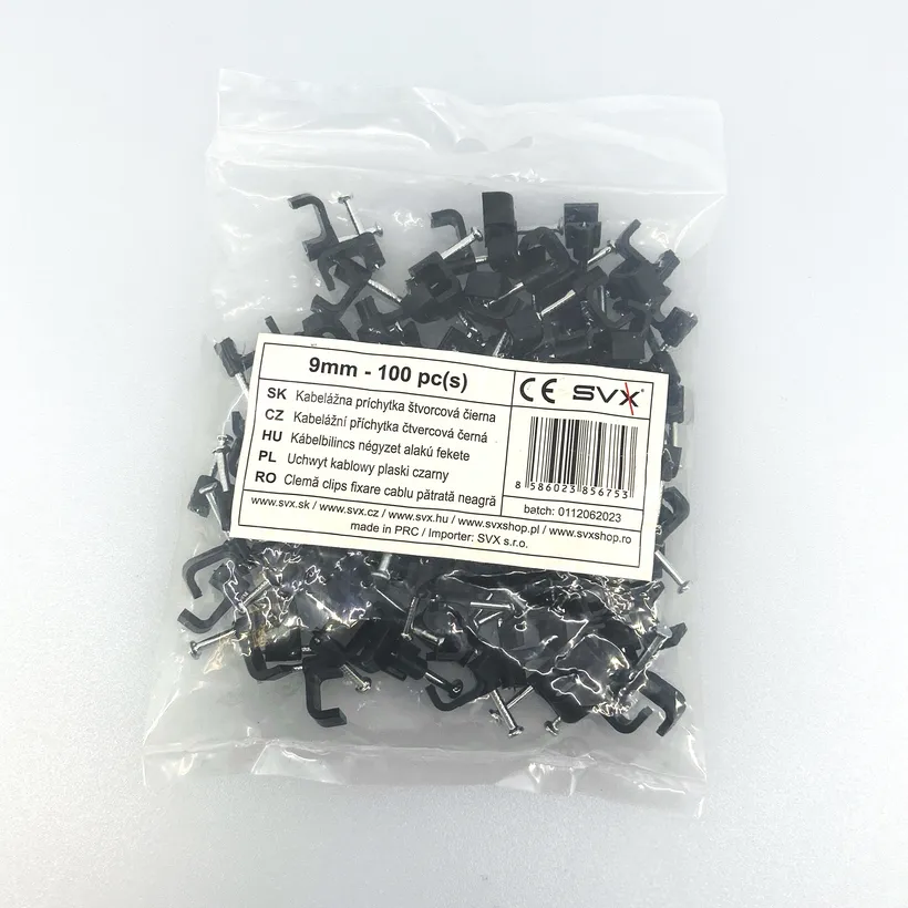 Kabelážna príchytka štvorcová čierna 10mm