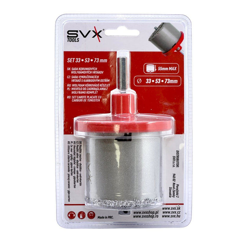 Vrták korunkový wolfrámový 33-53-73mm