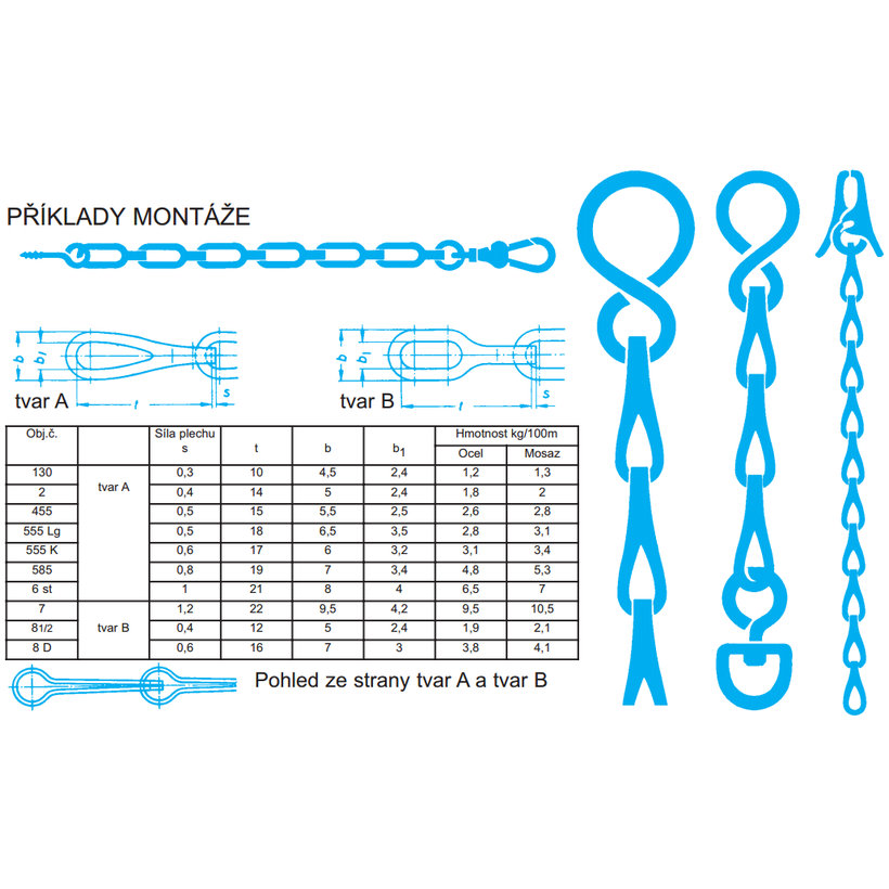 Reťaz patentná poniklovaná mosadz A 0,3mm