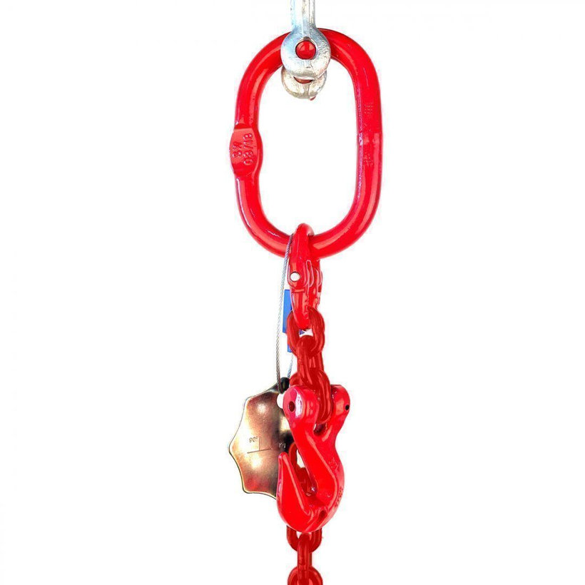 Reťazový záves oko-hák tr 80 so skracovačom (1,5 m, 5300 kg, 13 mm, červená)