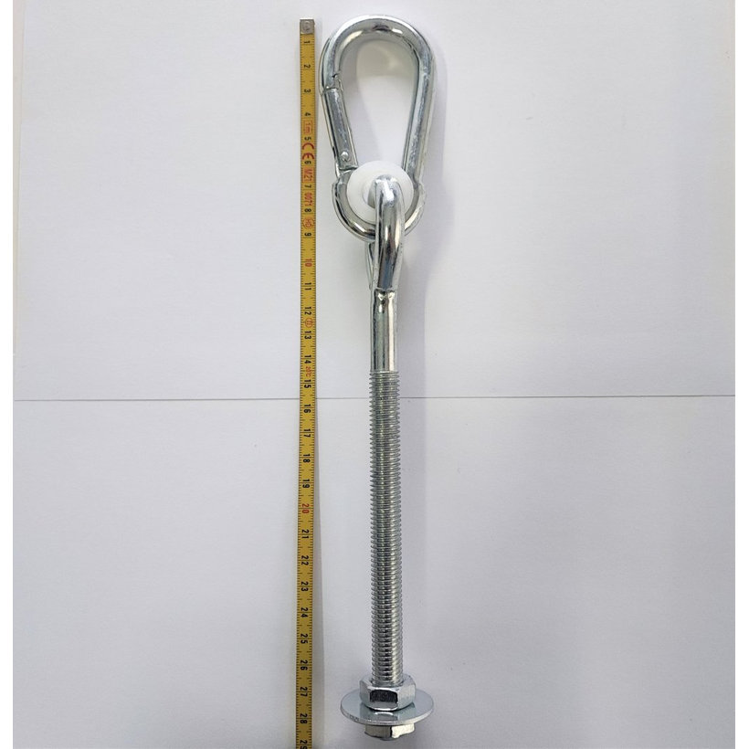 Hák hojdačkový s karabínou pozinkovaný M12x280mm