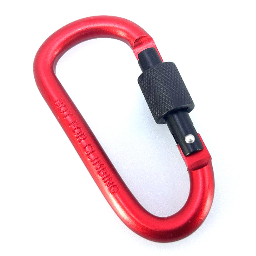 Hliníková karabína s poistkou - červená