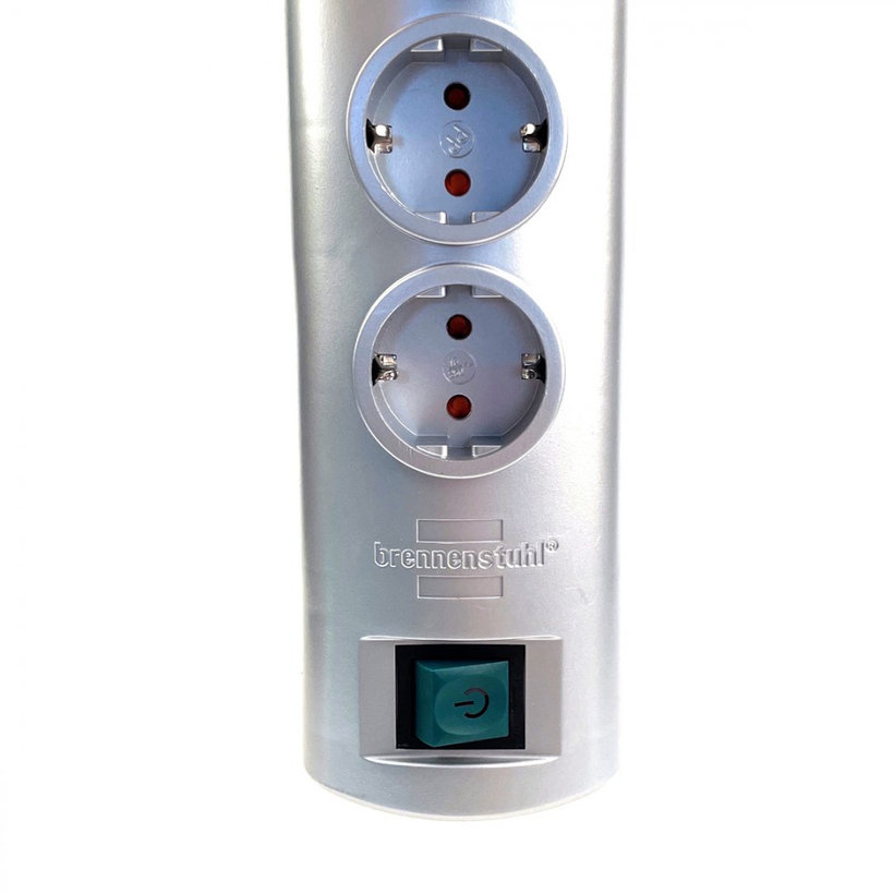 Predlžovací kábel PRIMERA 8 zásuviek 16A strieborný SCHUKO 2m