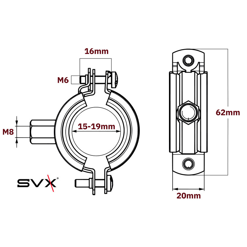 Objímka dvojskrutková 15-19mm