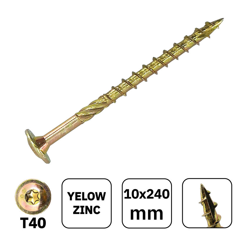 Vrut konštrukčný s tanierovou hlavou TX40 10x240mm