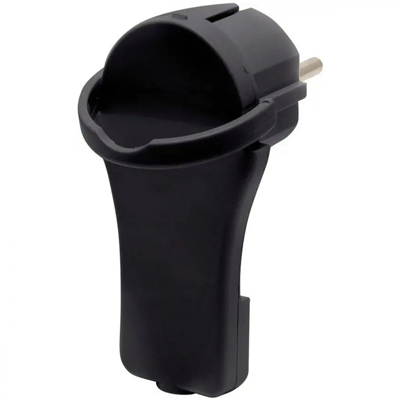 Plochá zástrčka čierna so sklopným krúžkom