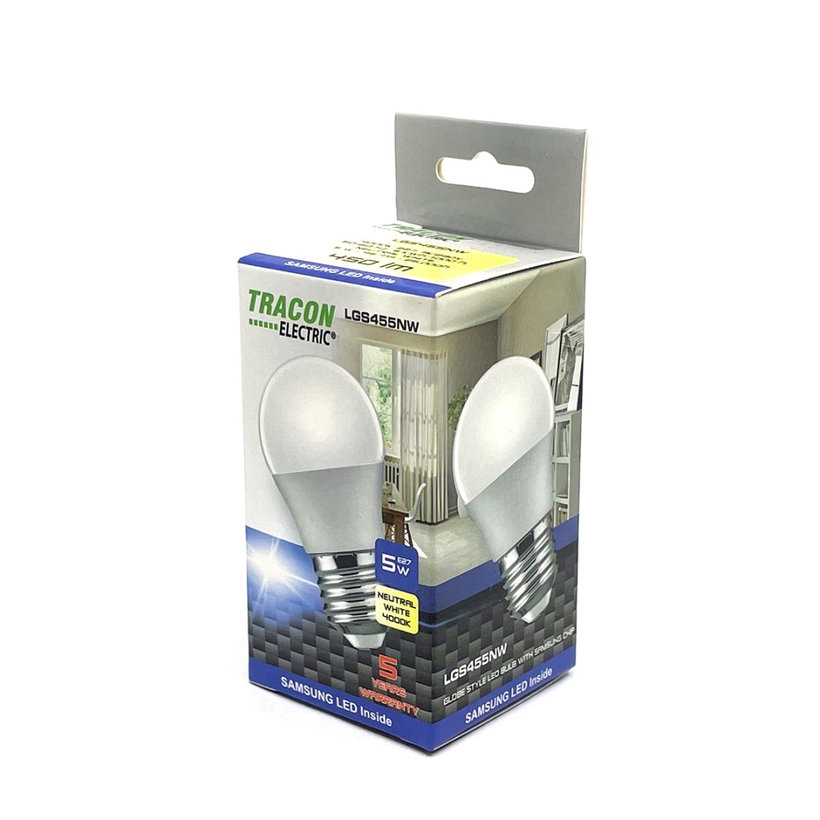 LED žiarovka guľa E27 5W - neutrálna - s chipom