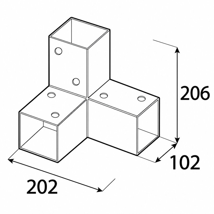 Spojka štvorcového nosníka GPY 100 čierna 206x102x202 mm