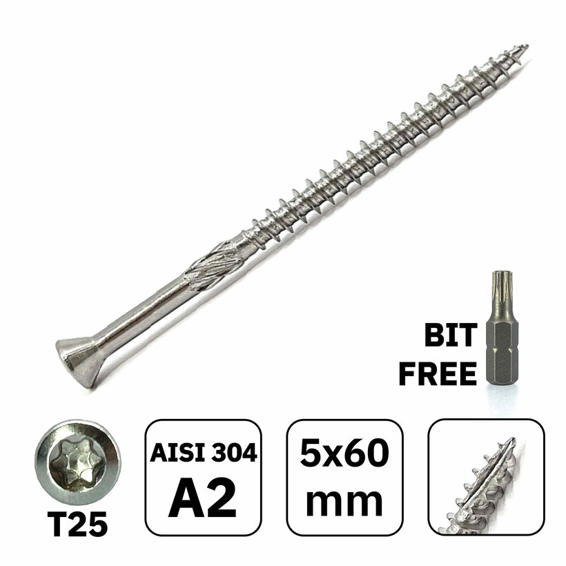 Skrutka terasová A2 5x60mm 100ks