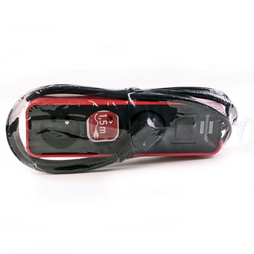 Predlžovací kábel Ecolor 3 zásuvky čierna/červená 1,5m