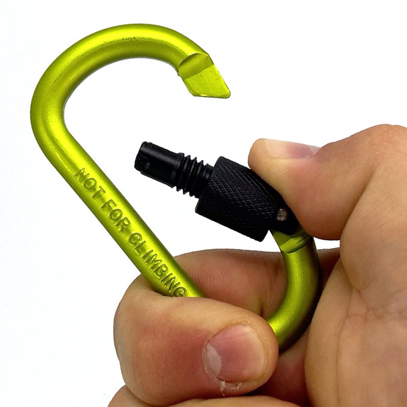 Hliníková karabína s poistkou - zelená