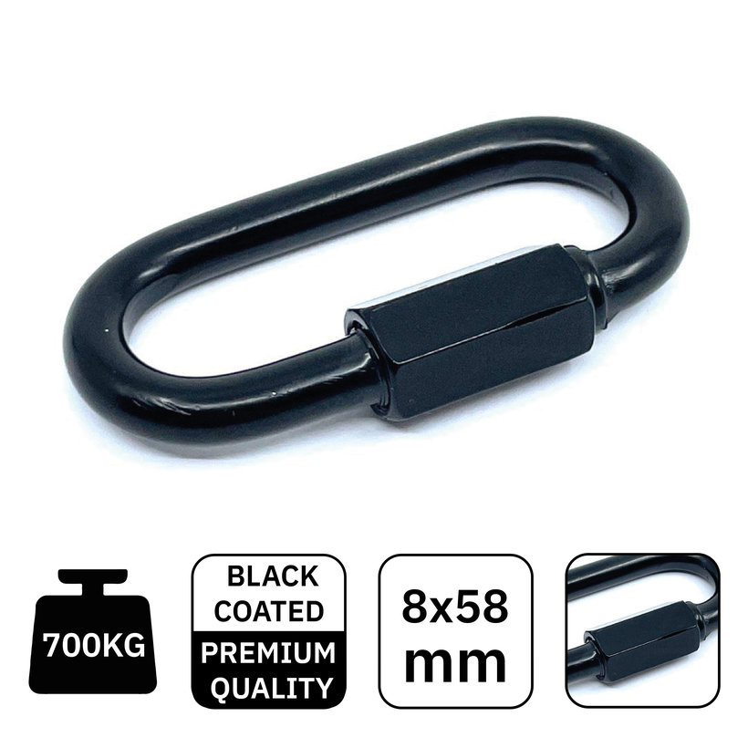 Karabína s maticou čierna 8mm