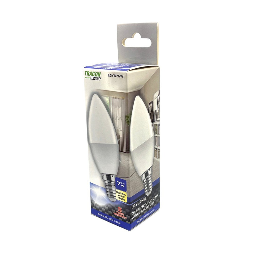 LED žiarovka sviečka E14 7W - neutrálna - s chipom