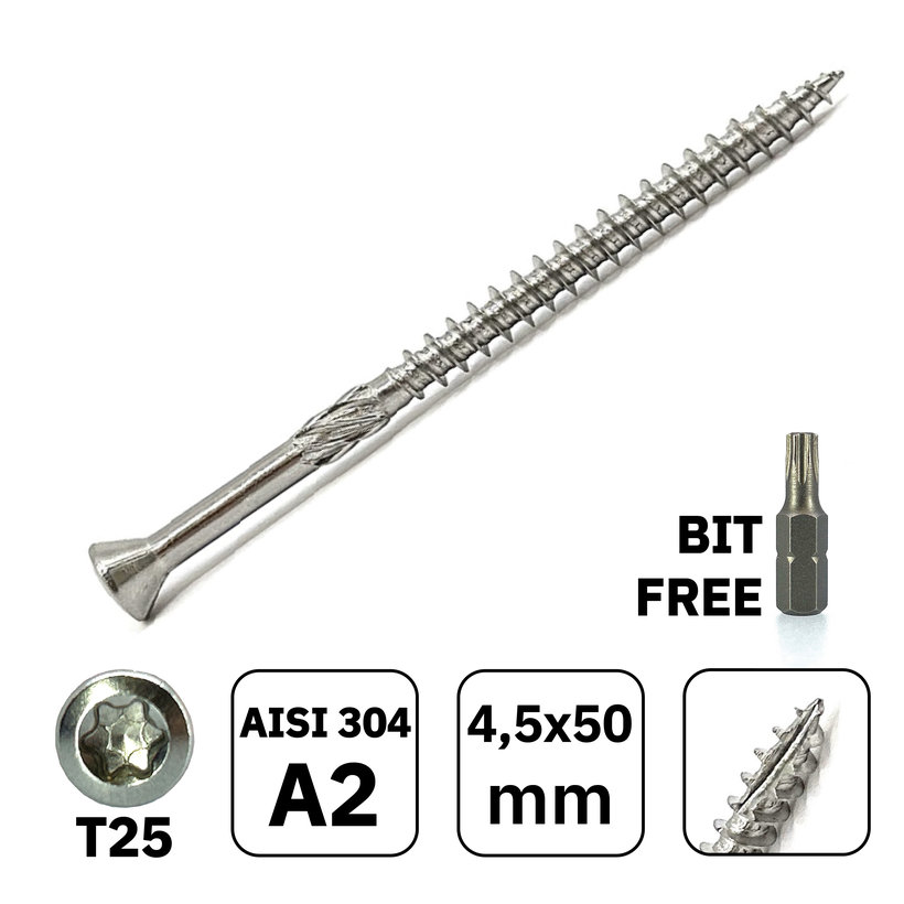 Skrutka terasová A2 4,5x50mm 100ks