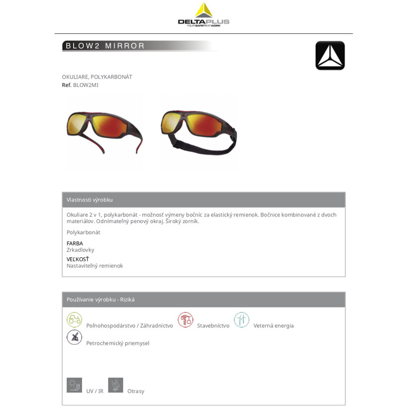 Pracovné okuliare BLOW2 MIRROR