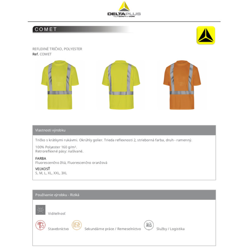 Reflexné tričko COMET žlté XXL