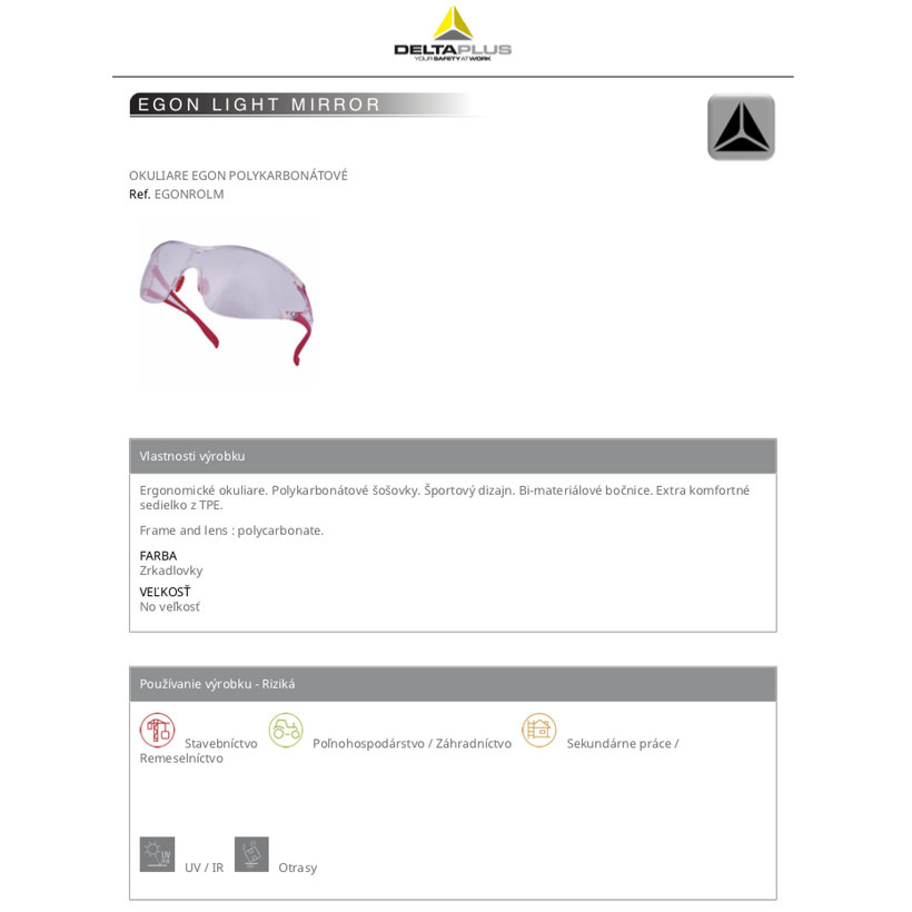 Pracovné okuliare EGON LIGHT MIRROR