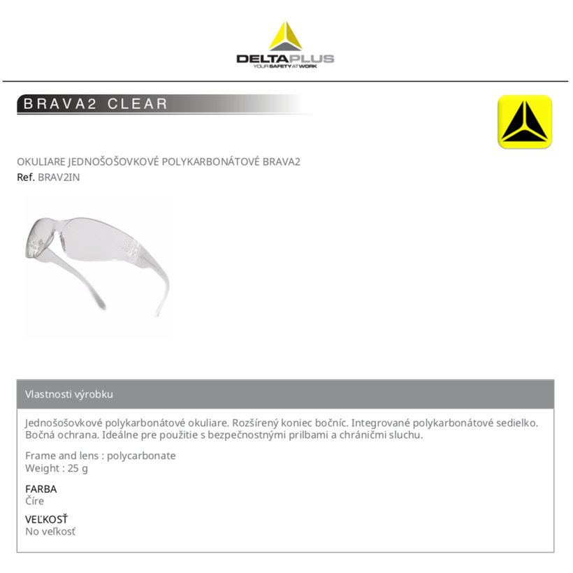 Pracovné okuliare BRAVA2 CLEAR