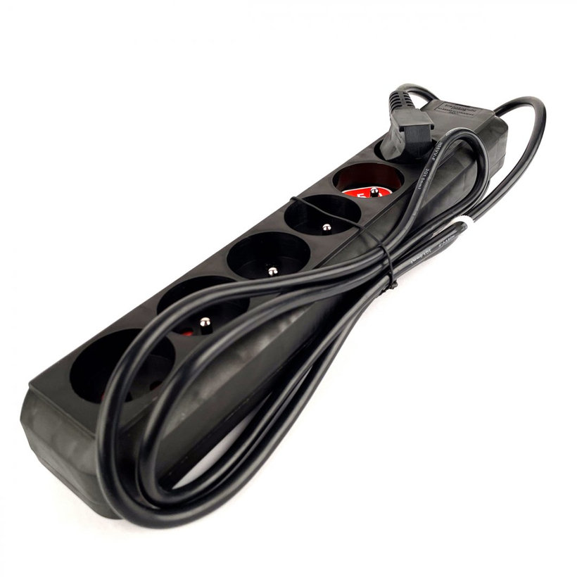 Predlžovací kábel 6-zásuvkový bez vypínača čierny 1,5m