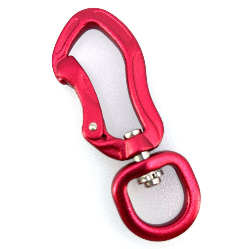 Hliníková karabína bez zapínania 74mm - červená