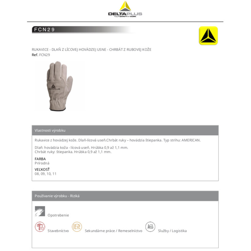 Pracovné rukavice FCN29 10