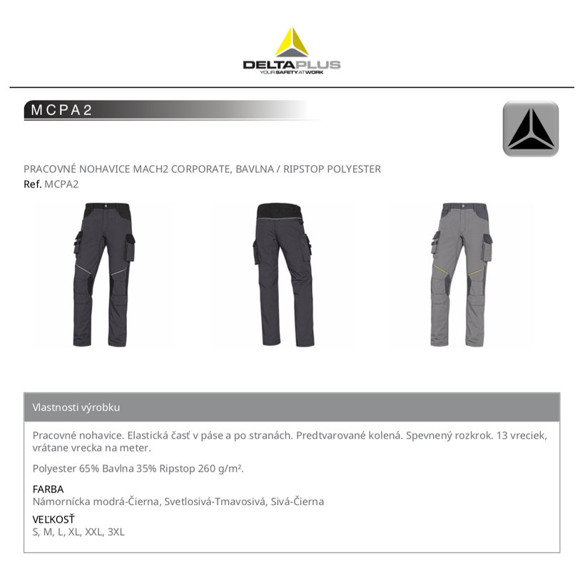 Pracovné nohavice MACH2 CORPORATE sivé 3XL
