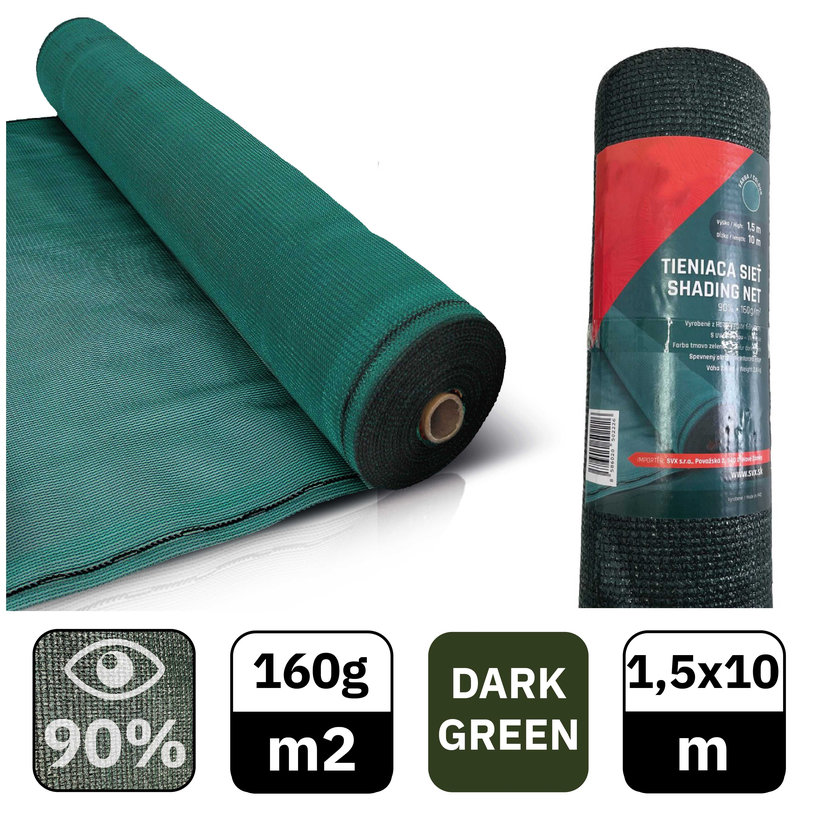 Tieniaca sieť zelená 90% - dĺžka 10m - výška 1,5m