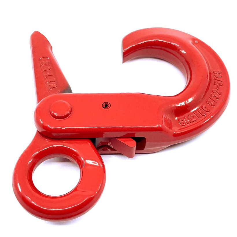 Samozaisťovací hák s okom tr 80 červený 6mm