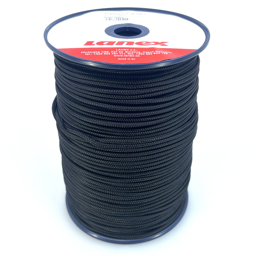 PA pletené lano s jadrom čierne 16pr 3mm
