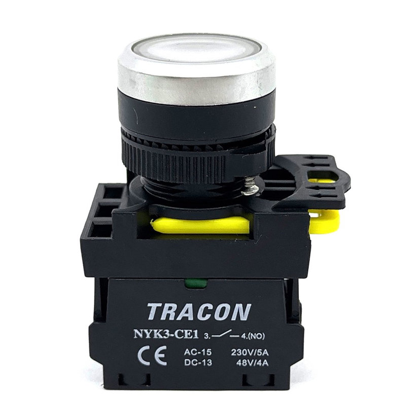 Tlačidlový spínač podsvietený biely