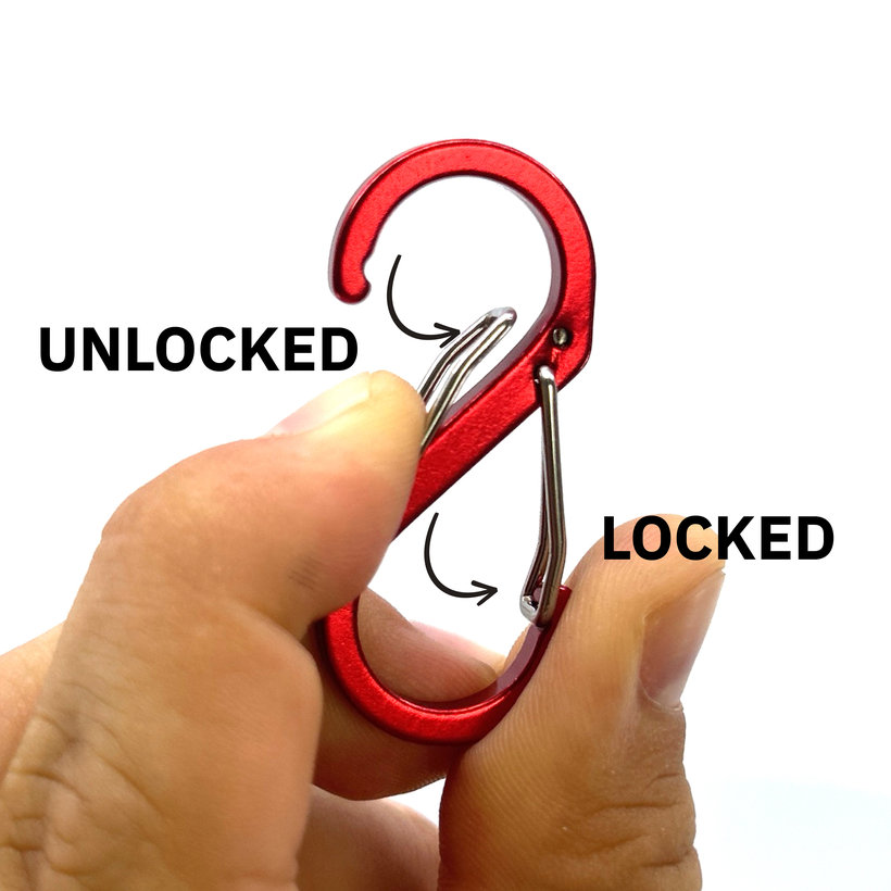 Okrasná karabína v tvare S-háku 50 mm - červená