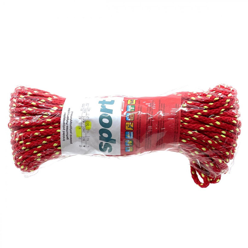 Polypropylénová šnúra pletená bez jadra farebná 20m 4mm