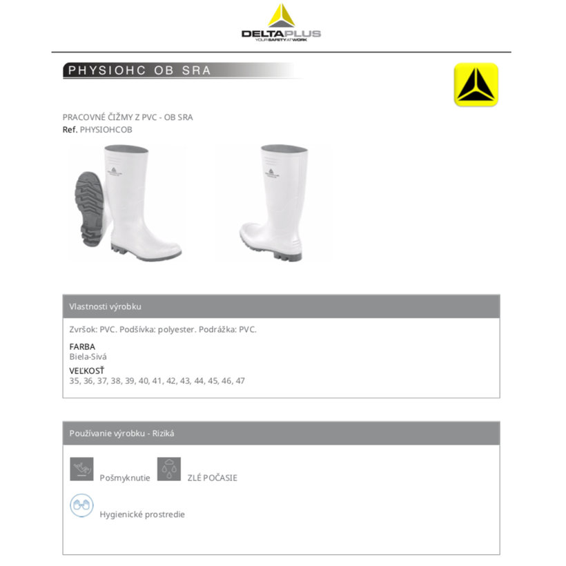 Čižmy gumáky biele PHYSIOHC 37
