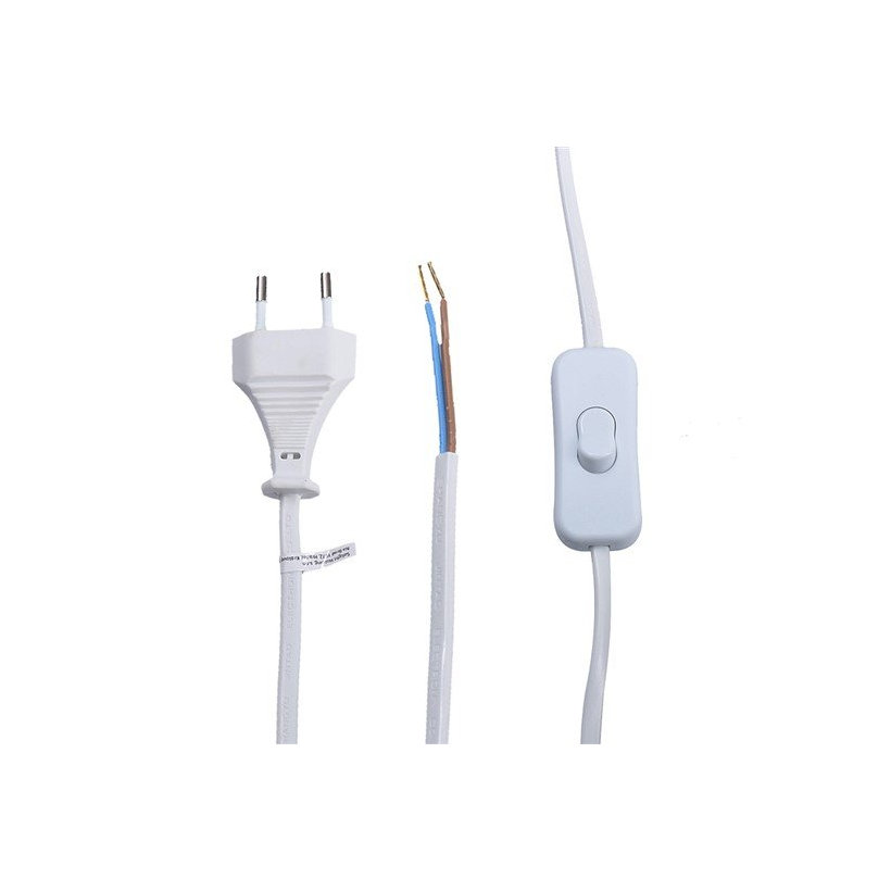 Flexo šnúra 2m 2x0,75 biela plochá - vypínač