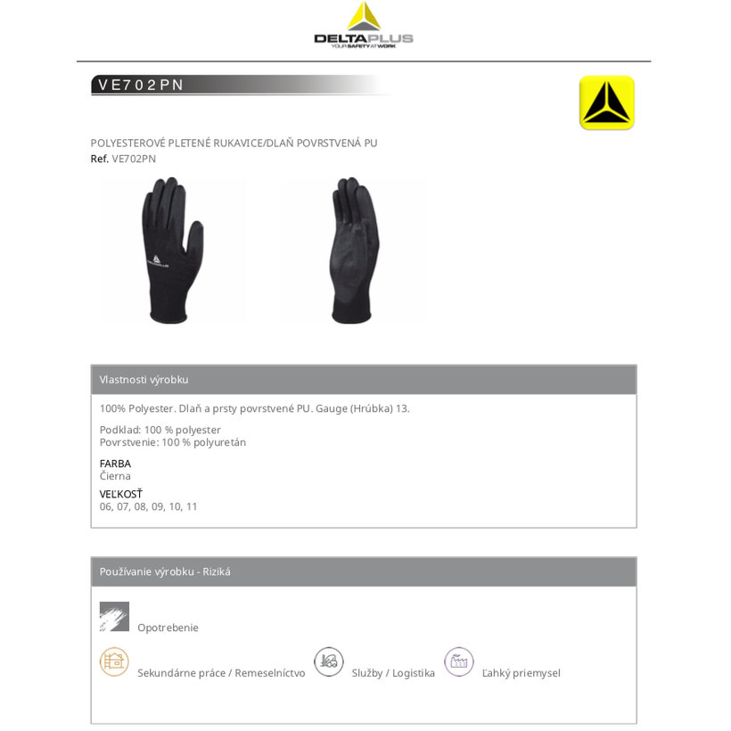 Pracovné rukavice VE702PN 09