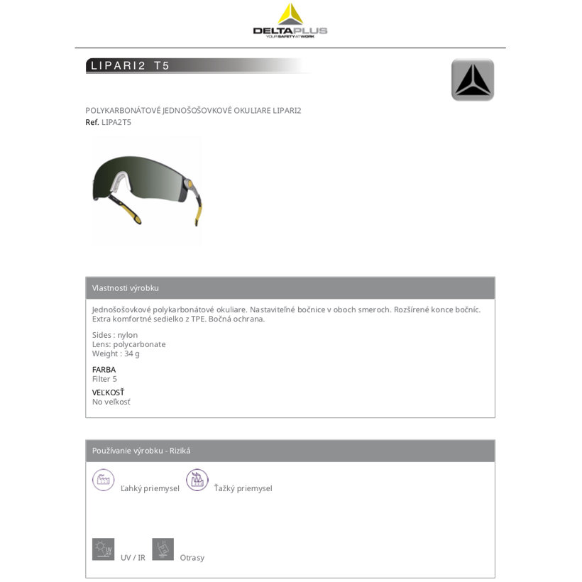 Pracovné zváračské okuliare LIPARI2 T5