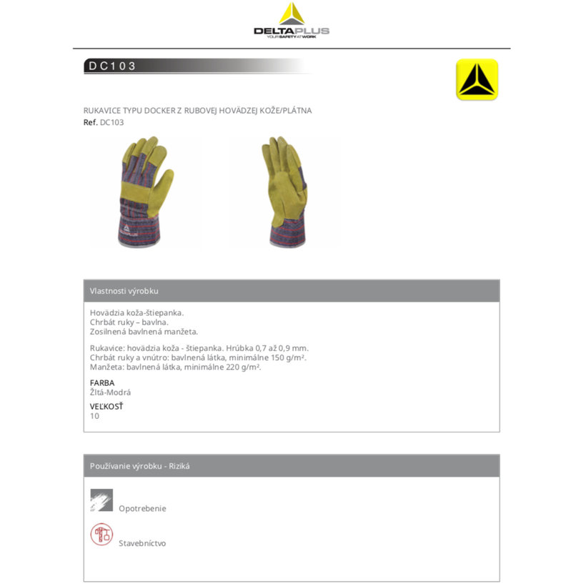 Pracovné rukavice DC103 kožené 10