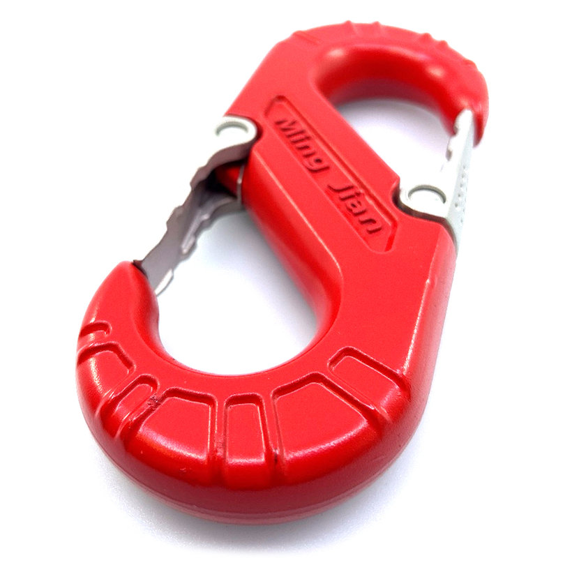 Hliníkový hák s poistkou – červený