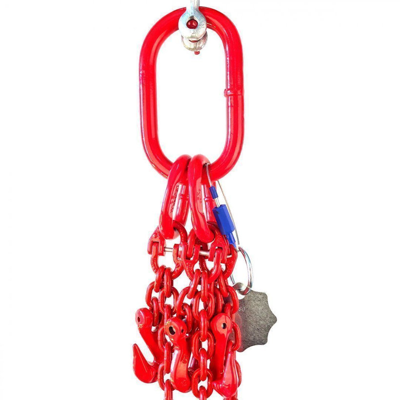Reťazový záves oko-3 hák tr 80 so skracovačom (1,5 m, 4250/3000 kg, 8 mm, červená)