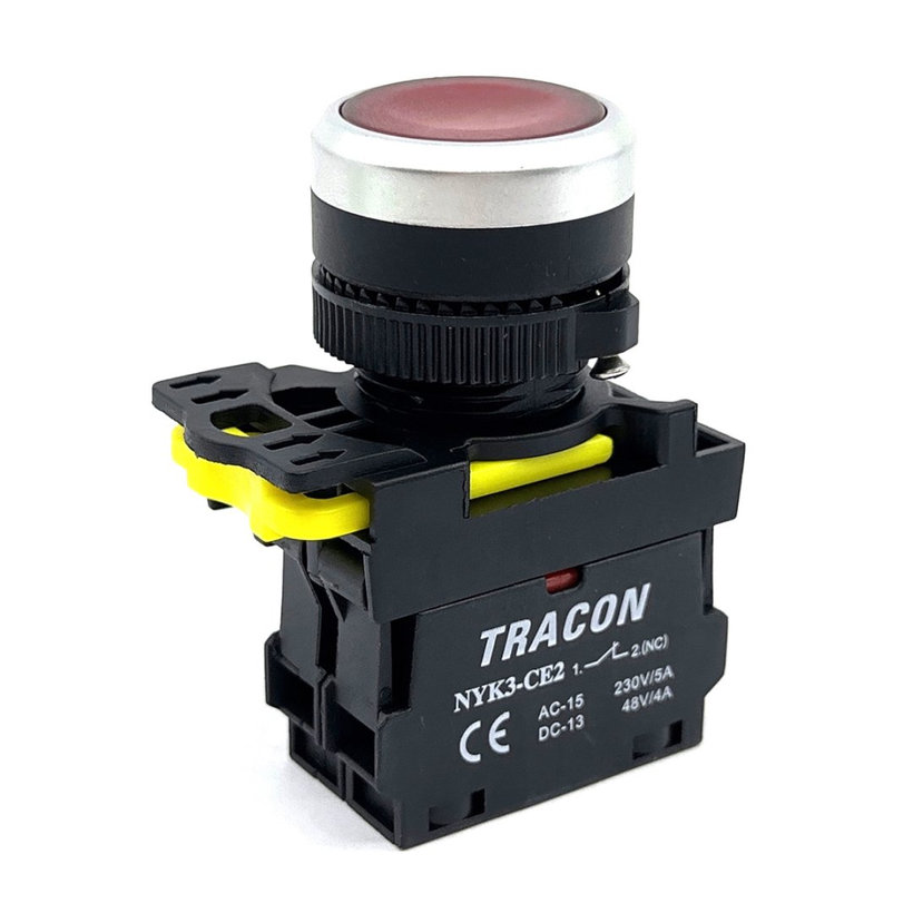 Tlačidlový spínač podsvietený červený