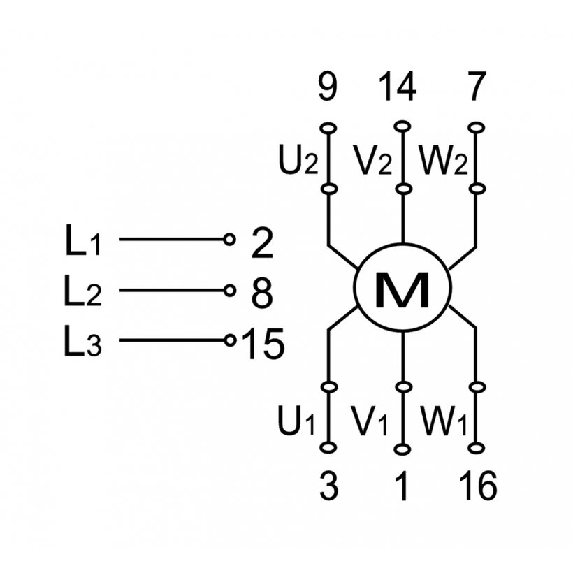 Vačkový prepínač motora hviezda-trojuholník 32A