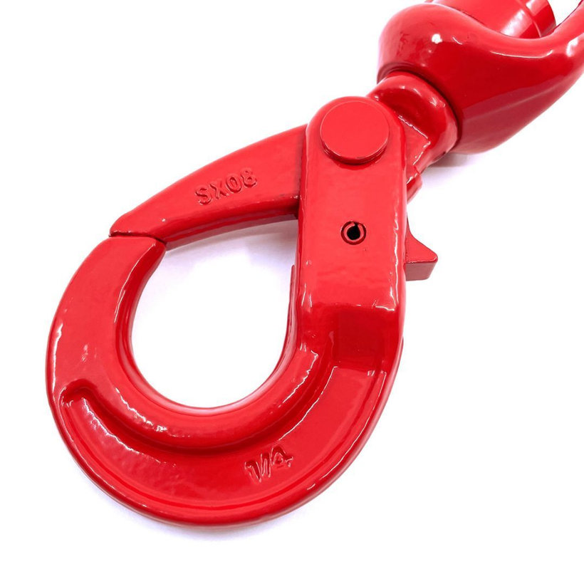 Hák otočný samoz. s ložiskom tr 80 červený 10mm