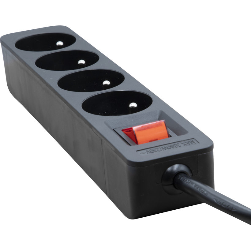 Predlžovací kábel Eco-Line 4 zásuvky čierny s vypínačom 5m