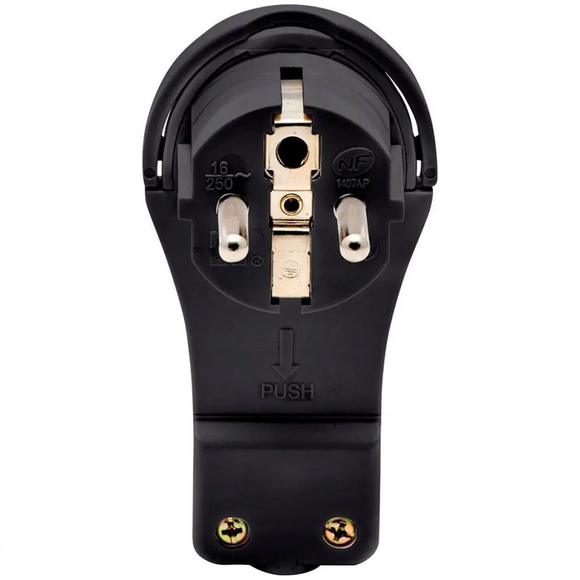 Plochá zástrčka čierna so sklopným krúžkom