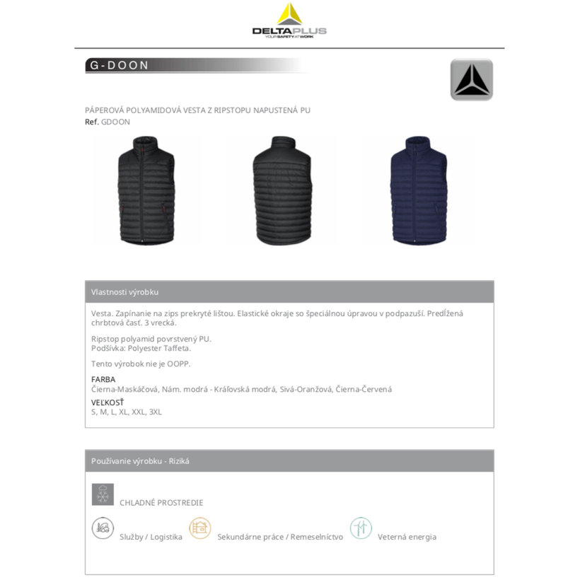 Páperová vesta G-DOON sivo-oranžová XL